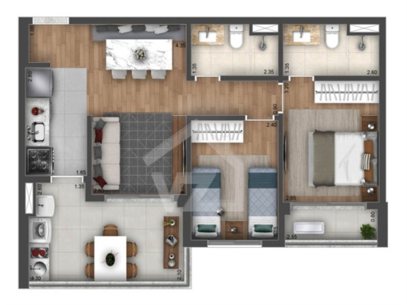 Imagem Apartamento com 2 Quartos à Venda, 65 m² em Brooklin - São Paulo