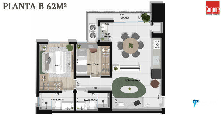 Imagem Apartamento com 2 Quartos à Venda, 62 m² em Jardim Europa - Dourados Imagem Apartamento com 2 Quartos à Venda, 62 m² em Jardim Europa - Dourados