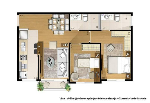 Imagem Apartamento com 1 Quarto para Alugar, 38 m² em Granja Viana - Cotia