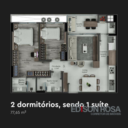 Imagem Apartamento com 3 Quartos à Venda, 135 m² em Nossa Senhora Do Rosário - São José Imagem Apartamento com 3 Quartos à Venda, 135 m² em Nossa Senhora Do Rosário - São José