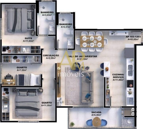 Imagem Apartamento com 3 Quartos à Venda, 87 m² em Pedra Branca - Palhoça Imagem Apartamento com 3 Quartos à Venda, 87 m² em Pedra Branca - Palhoça