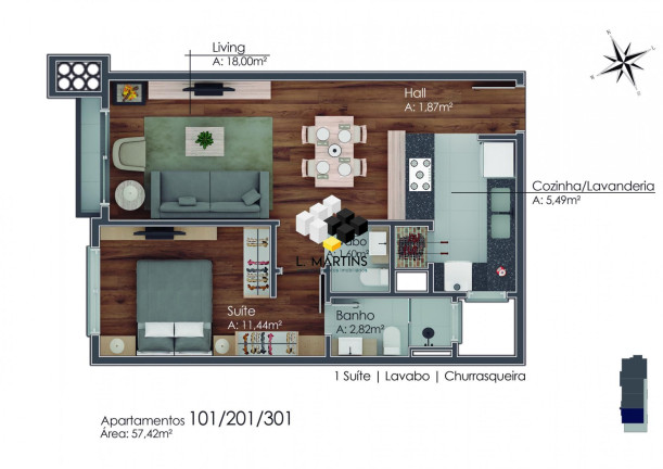 Imagem Apartamento com 1 Quarto à Venda, 54 m² em Av. Central - Gramado Imagem Apartamento com 1 Quarto à Venda, 54 m² em Av. Central - Gramado