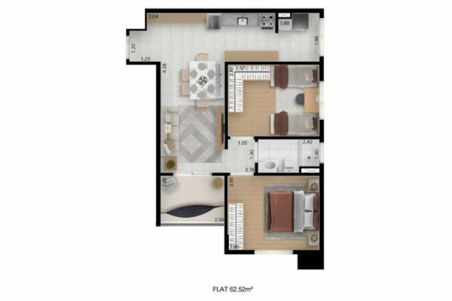 Imagem Apartamento com 2 Quartos à Venda, 62 m² em Lavadouro De Areia - Taubaté