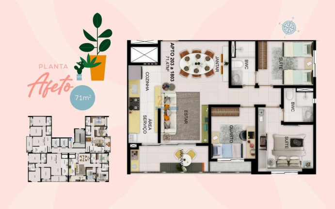 Apartamento com 3 Quartos à Venda, 71 m² em Várzea - Recife