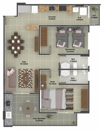 Imagem Apartamento com 2 Quartos à Venda, 95 m² em Guilhermina - Praia Grande