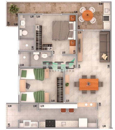 Imagem Imóvel com 2 Quartos à Venda, 83 m² em Caiçara - Praia Grande