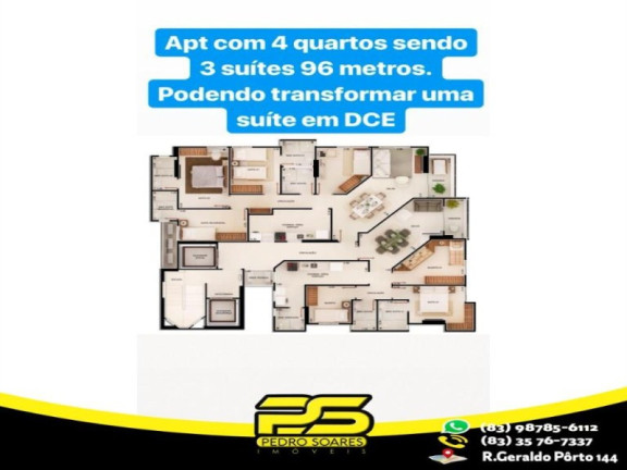 Imagem Apartamento com 4 Quartos à Venda, 96 m² em Manaíra - João Pessoa Imagem Apartamento com 4 Quartos à Venda, 96 m² em Manaíra - João Pessoa