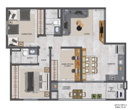 Imagem Apartamento com 3 Quartos à Venda, 75 m² em Vila São José - Taubaté