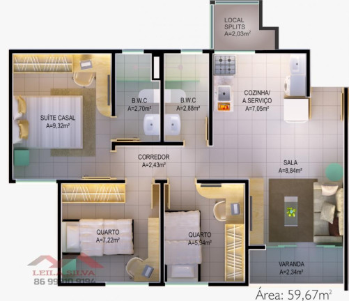 Imagem Apartamento com 2 Quartos à Venda, 59 m² em São Cristovão - Teresina Imagem Apartamento com 2 Quartos à Venda, 59 m² em São Cristovão - Teresina