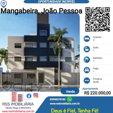 Apartamento com 2 Quartos à Venda, 56 m² em Mangabeira - João Pessoa