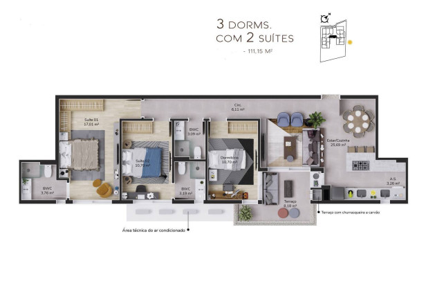 Imagem Apartamento com 3 Quartos à Venda, 111 m² em Cacupé - Florianópolis Imagem Apartamento com 3 Quartos à Venda, 111 m² em Cacupé - Florianópolis