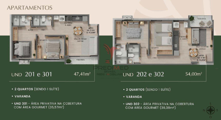 Apartamento com 2 Quartos à Venda, 47 m² em Altiplano Cabo Branco - João Pessoa