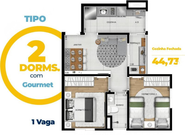 Imagem Apartamento com 2 Quartos à Venda, 44 m² em Vila Osasco - Osasco