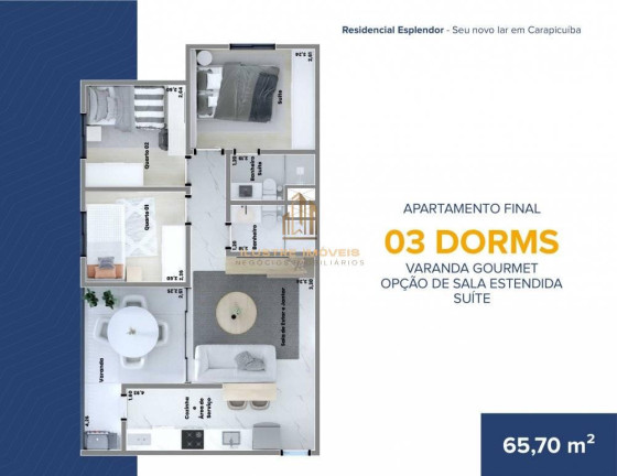 Imagem Apartamento com 2 Quartos à Venda, 53 m² em Vila Três Irmãos - Carapicuíba