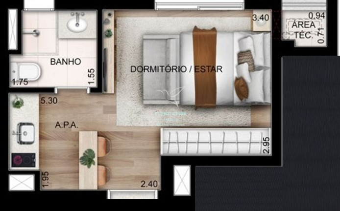 Imagem Studio com 1 Quarto à Venda, 21 m² em Perdizes - São Paulo