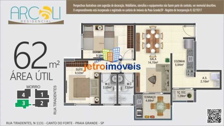 Imagem Apartamento com 1 Quarto à Venda, 63 m² em Canto Do Forte - Praia Grande