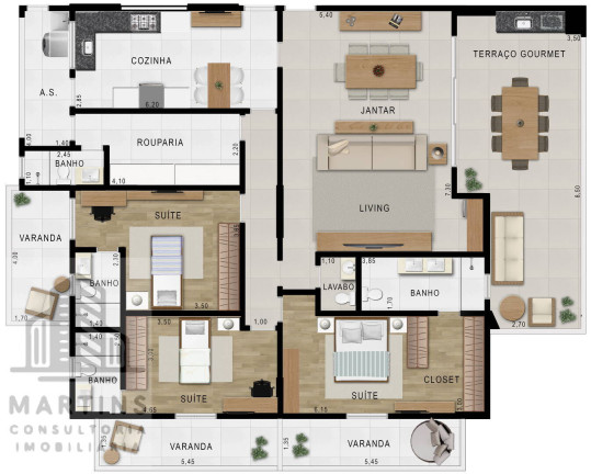 Imagem Apartamento com 3 Quartos à Venda, 128 m² em Embaré - Santos Imagem Apartamento com 3 Quartos à Venda, 128 m² em Embaré - Santos