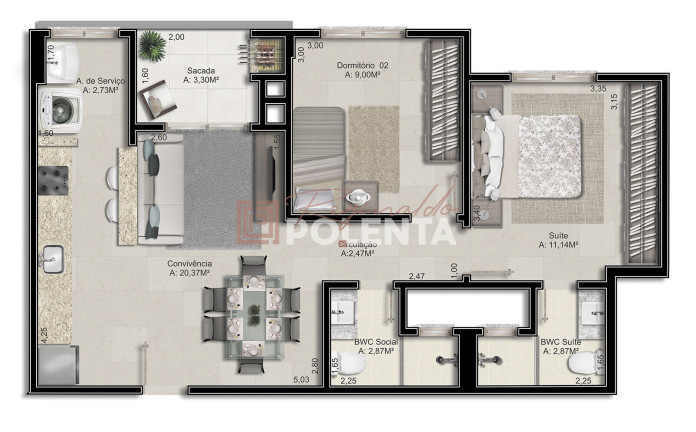 Imagem Apartamento com 2 Quartos à Venda, 65 m² em São Luiz - Criciúma