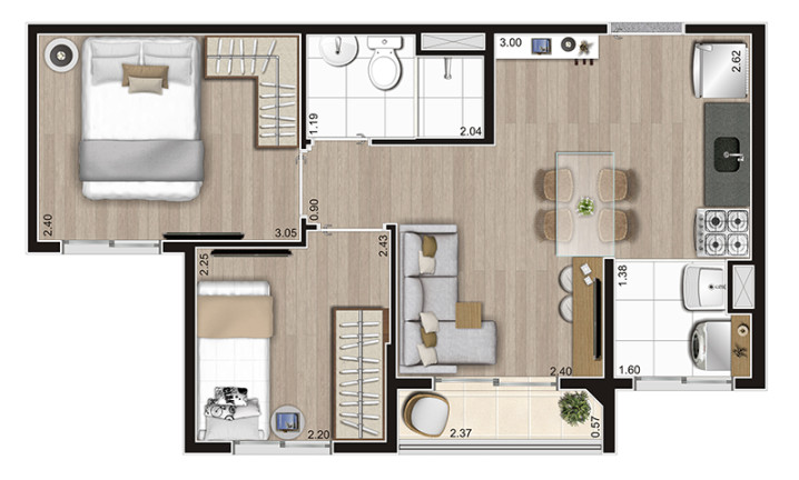 Imagem Apartamento com 2 Quartos à Venda, 35 m² em Parque Ipê - São Paulo