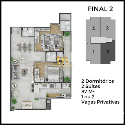 Imagem Apartamento com 2 Quartos à Venda, 87 m² em Canto Do Forte - Praia Grande