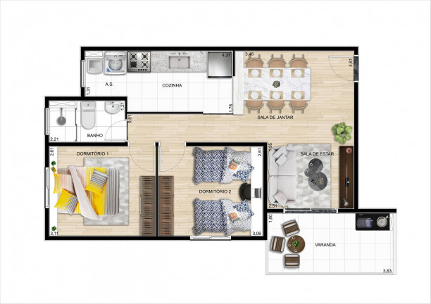 Imagem Apartamento com 2 Quartos à Venda, em Guaratinguetá Imagem Apartamento com 2 Quartos à Venda, em Guaratinguetá