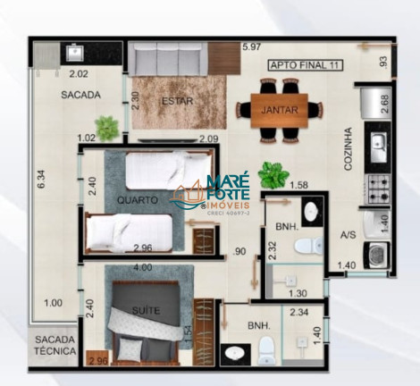 Apartamento com 2 Quartos à Venda, 70 m² em Toninhas - Ubatuba