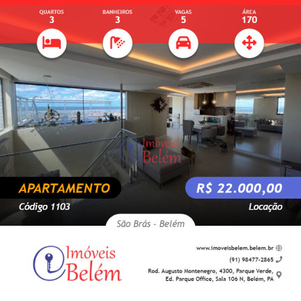 Imagem Apartamento com 3 Quartos para Alugar, 170 m² em São Brás - Belém Imagem Apartamento com 3 Quartos para Alugar, 170 m² em São Brás - Belém