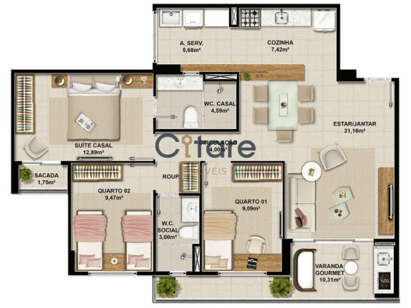 Imagem Apartamento com 3 Quartos à Venda,  em Cambeba - Fortaleza