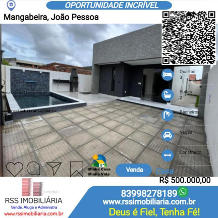 Casa com 3 Quartos à Venda, 90 m² em Mangabeira - João Pessoa