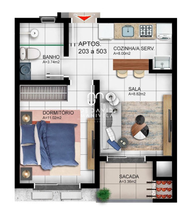 Apartamento com 1 Quarto à Venda, 42 m² em Camobi - Santa Maria
