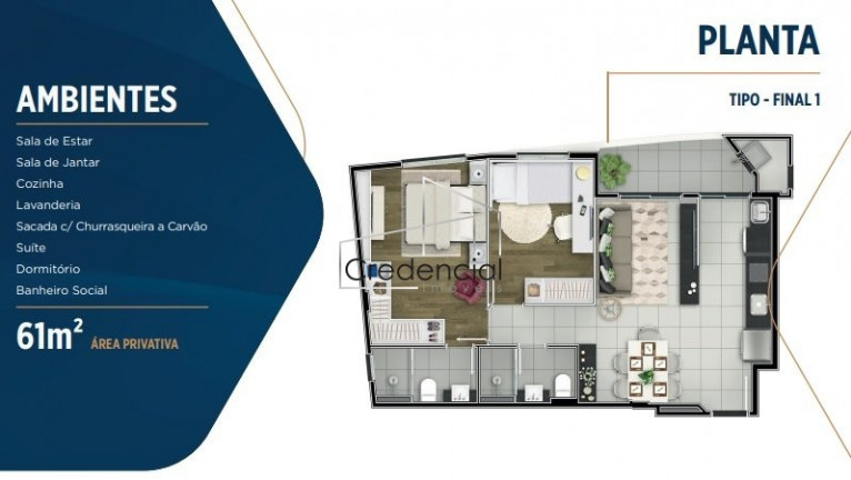 Imagem Apartamento com 2 Quartos à Venda, 61 m² em Alto Da Gloria - Curitiba