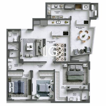 Imagem Apartamento com 3 Quartos à Venda, 125 m² em Centro - Criciúma Imagem Apartamento com 3 Quartos à Venda, 125 m² em Centro - Criciúma