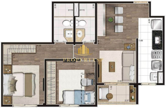 Imagem Apartamento com 2 Quartos à Venda, 65 m² em Vila Anastácio - São Paulo