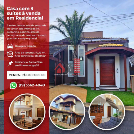 Casa de Condomínio com 3 Quartos à Venda, 373 m² em Centro - Pirassununga