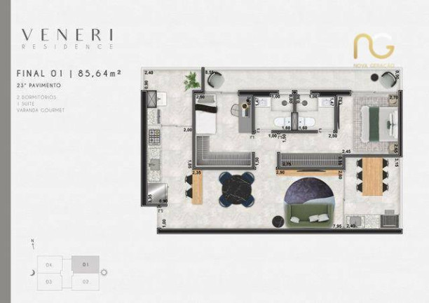 Imagem Apartamento com 2 Quartos à Venda, 68 m² em Marapé - Santos Imagem Apartamento com 2 Quartos à Venda, 68 m² em Marapé - Santos