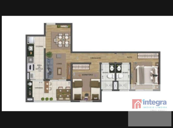 Apartamento com 2 Quartos à Venda, 67 m² em Jardim Florença - Limeira