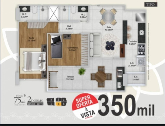 Imagem Apartamento com 2 Quartos à Venda, 75 m² em Aviação - Praia Grande Imagem Apartamento com 2 Quartos à Venda, 75 m² em Aviação - Praia Grande