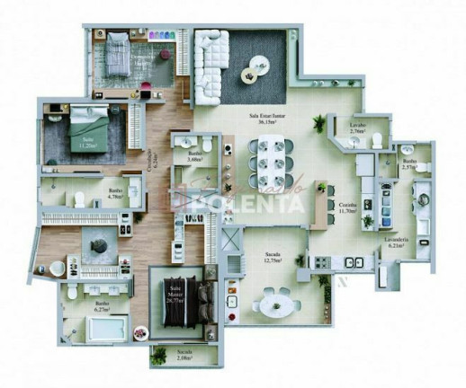 Imagem Apartamento com 3 Quartos à Venda, 167 m² em Centro - Criciúma
