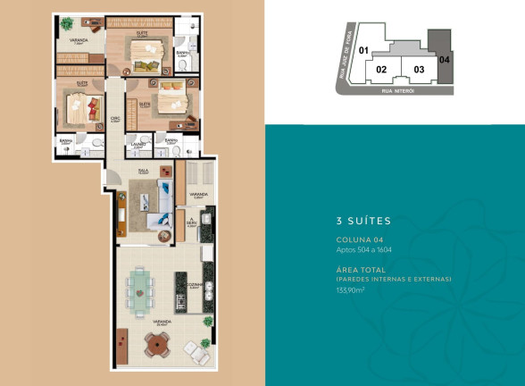 Imagem Apartamento com 3 Quartos à Venda, 133 m²