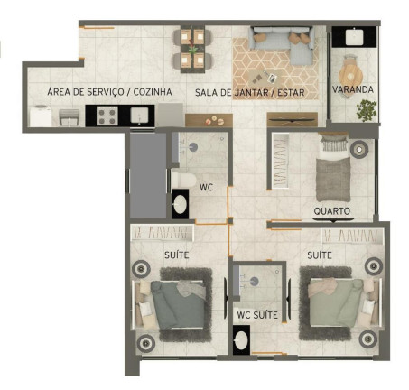 Imagem Apartamento com 3 Quartos à Venda, 64 m² em Praia Formosa - Cabedelo Imagem Apartamento com 3 Quartos à Venda, 64 m² em Praia Formosa - Cabedelo