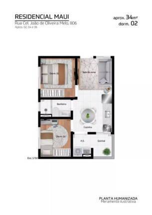 Imagem Apartamento com 2 Quartos à Venda, 33 m² em Vila Antonieta - São Paulo