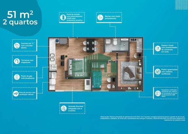 Apartamento com 2 Quartos à Venda, 51 m² em Janga - Paulista