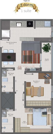 Imagem Apartamento com 2 Quartos à Venda, 60 m² em Centro - Criciúma