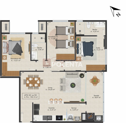 Imagem Apartamento com 3 Quartos à Venda, 102 m² em Centro - Balneário Rincão