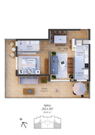 Imagem Apartamento com 1 Quarto à Venda, 54 m² em Moura - Gramado Imagem Apartamento com 1 Quarto à Venda, 54 m² em Moura - Gramado