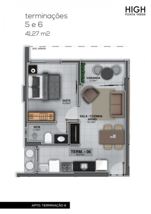 Imagem Apartamento com 1 Quarto à Venda, 44 m² em Ponta Verde - Maceió