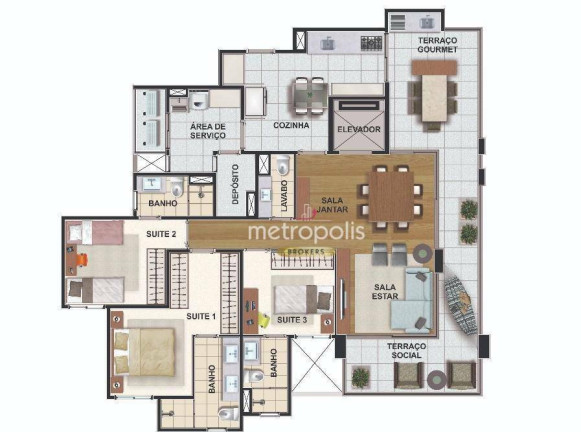 Imagem Apartamento com 3 Quartos à Venda, 131 m² em Jardim - Santo André Imagem Apartamento com 3 Quartos à Venda, 131 m² em Jardim - Santo André