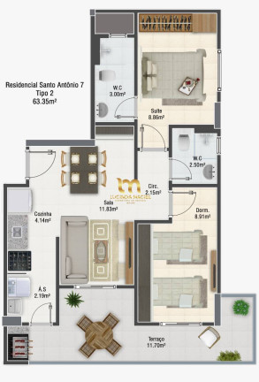 Imagem Apartamento com 2 Quartos à Venda, 63 m² em Mirim - Praia Grande