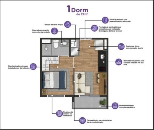Imagem Studio com 1 Quarto à Venda, 27 m² em Pinheiros - São Paulo Imagem Studio com 1 Quarto à Venda, 27 m² em Pinheiros - São Paulo