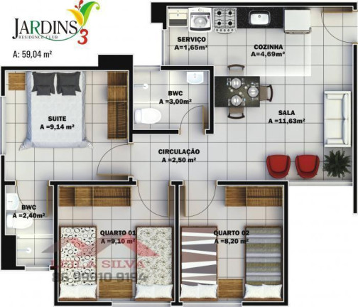 Imagem Apartamento com 2 Quartos à Venda, 59 m² em Dirceu - Teresina Imagem Apartamento com 2 Quartos à Venda, 59 m² em Dirceu - Teresina